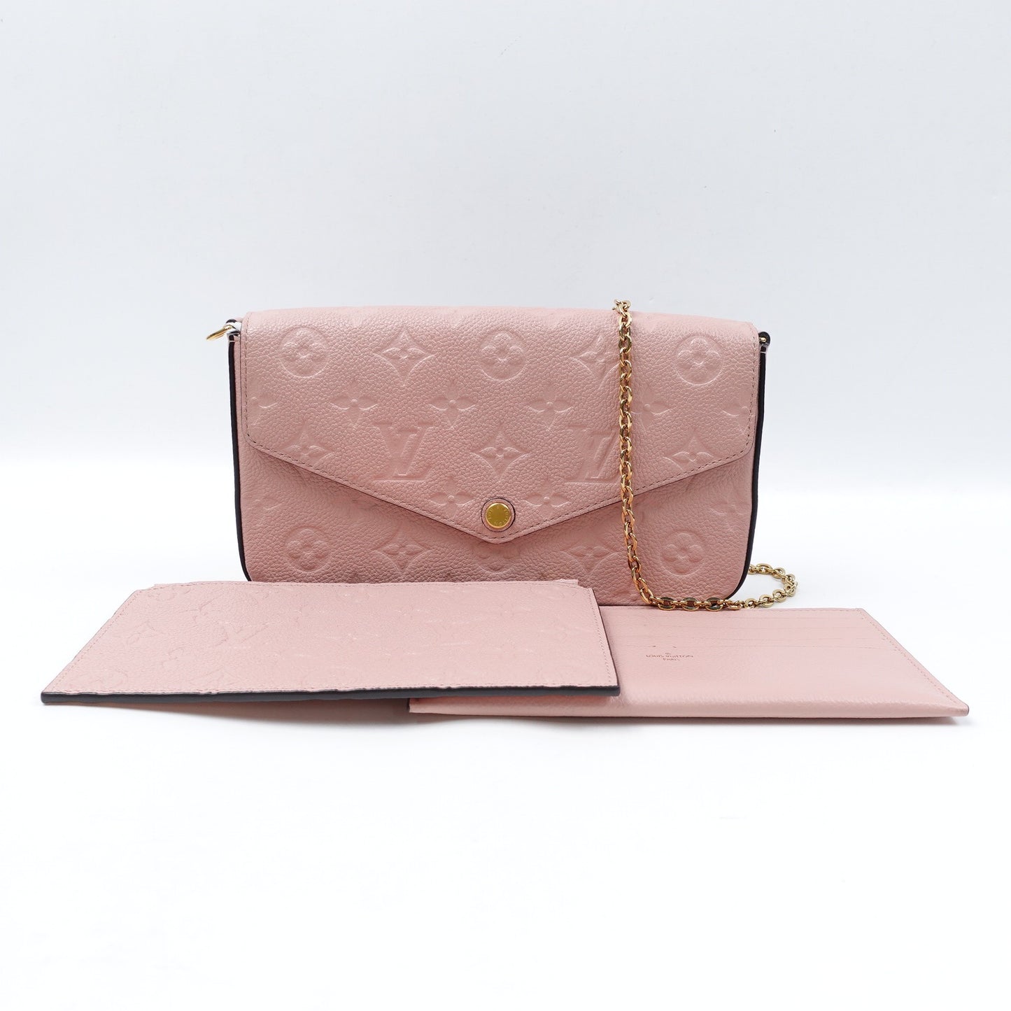 Pre-owned Louis Vuitton Felicie Pink Calfskin Shoulder Bag