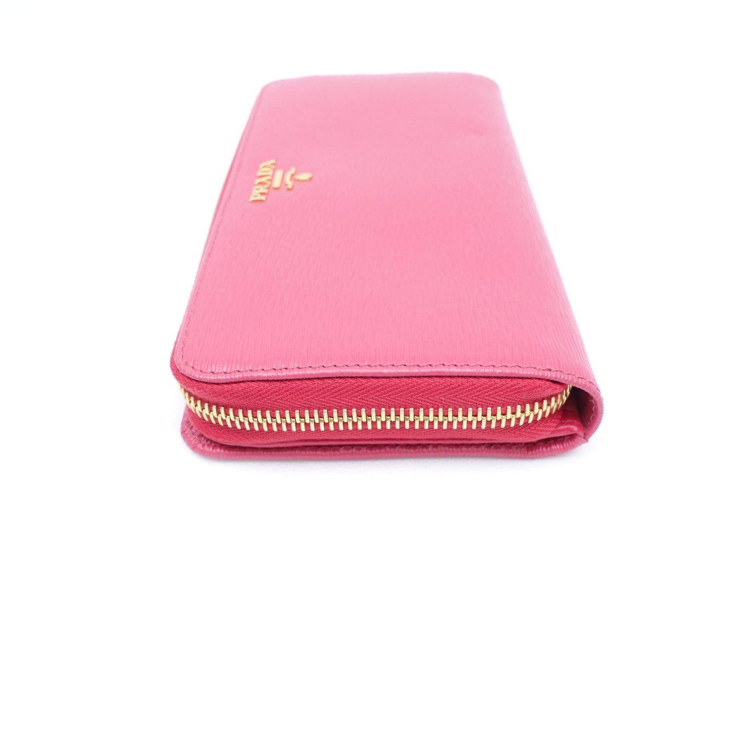 Pre-owned Prada Saffiano Pink Calfskin Long Zippy Wallet