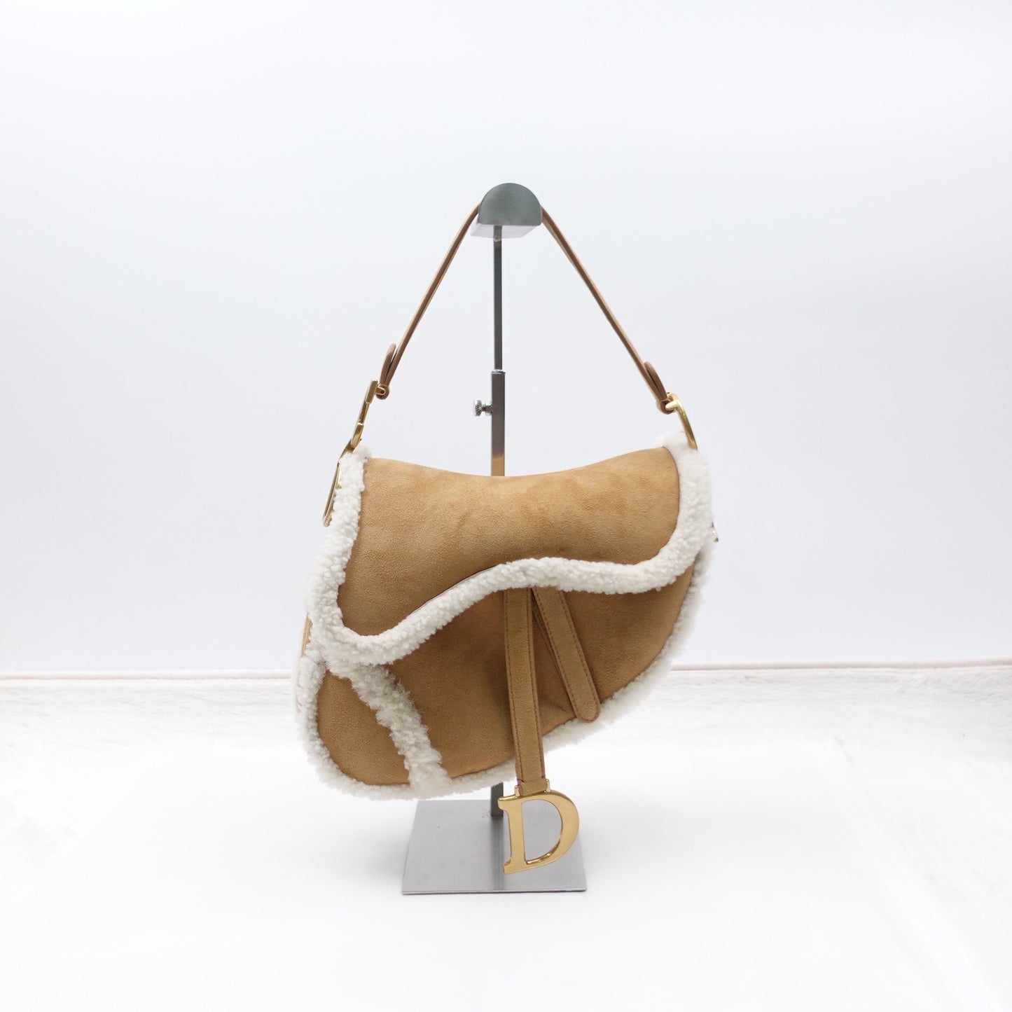 Pre-owned Dior Saddle Brown Suede & Wool Shoulder Bag