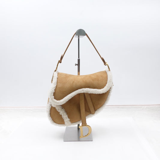 Pre-owned Dior Saddle Brown Suede & Wool Shoulder Bag