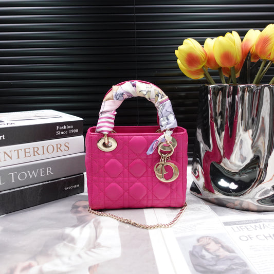 Pre-Owned Dior Lady Mini Rose Pink Lambskin Shoulder Bag