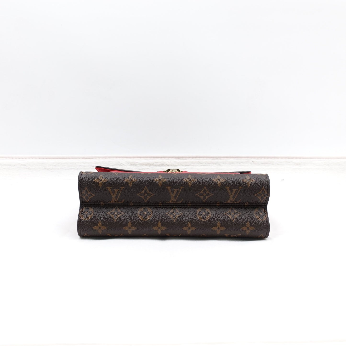 Pre-owned Victoire Monogram&Red Coated Canvas&Calfskin Shoulder Bag