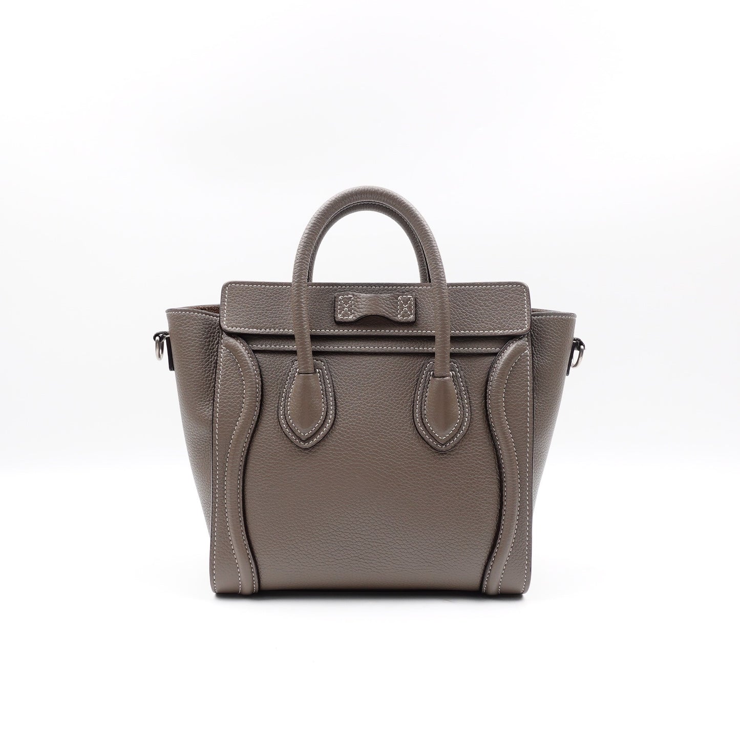 Pre-owned Celine Luggage Nano Gray Calfskin Shoulder Bag T10289305