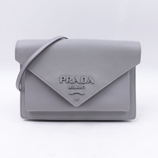 Pre-owned Prada Woc Grey Saffiano Crossbody Bag