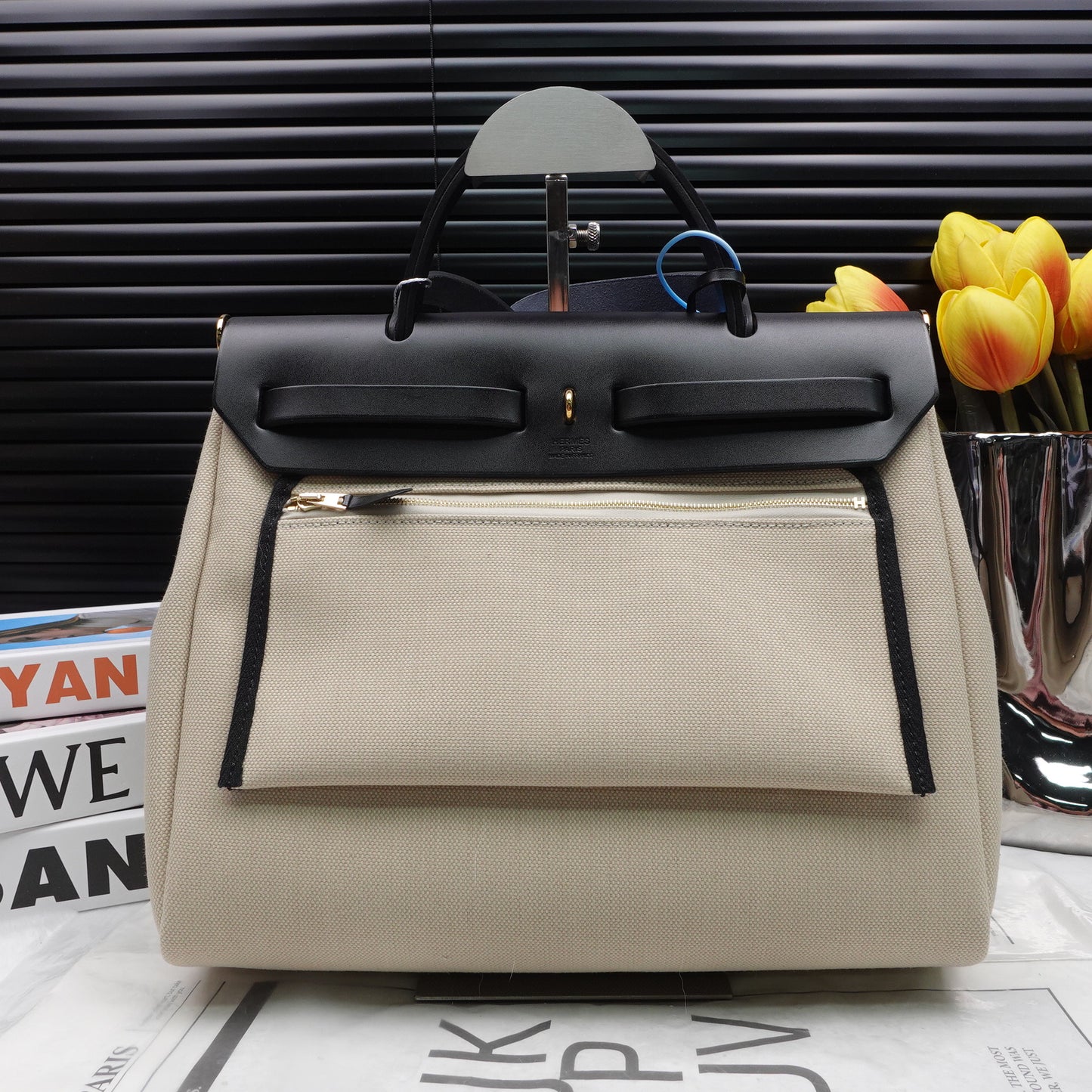 Pre-owned Hermes Herbag Beige Canvas Shoulder Bag