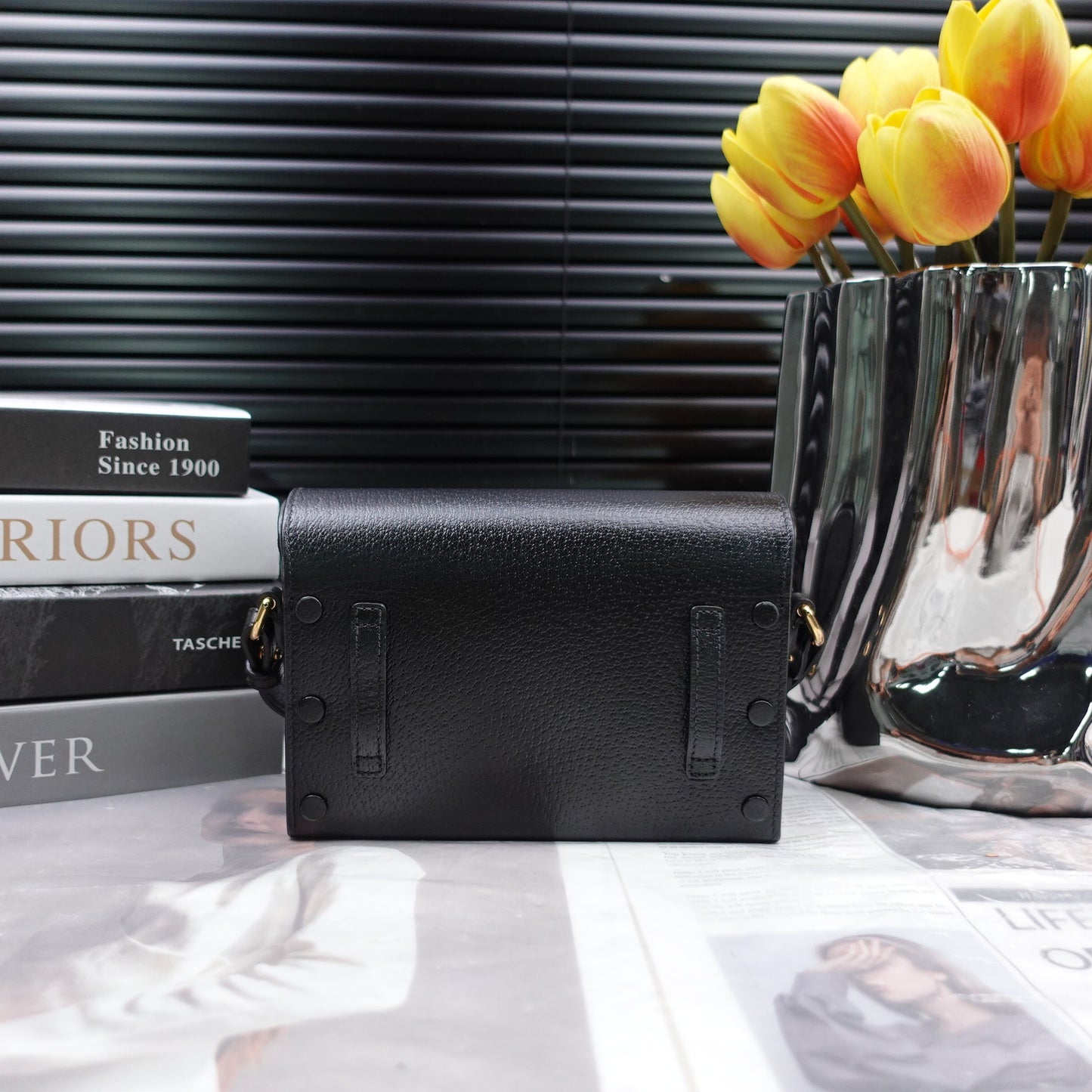 Pre-owned Gucci Horsebit 1955 Black Calfskin Shoulder Bag T20263957