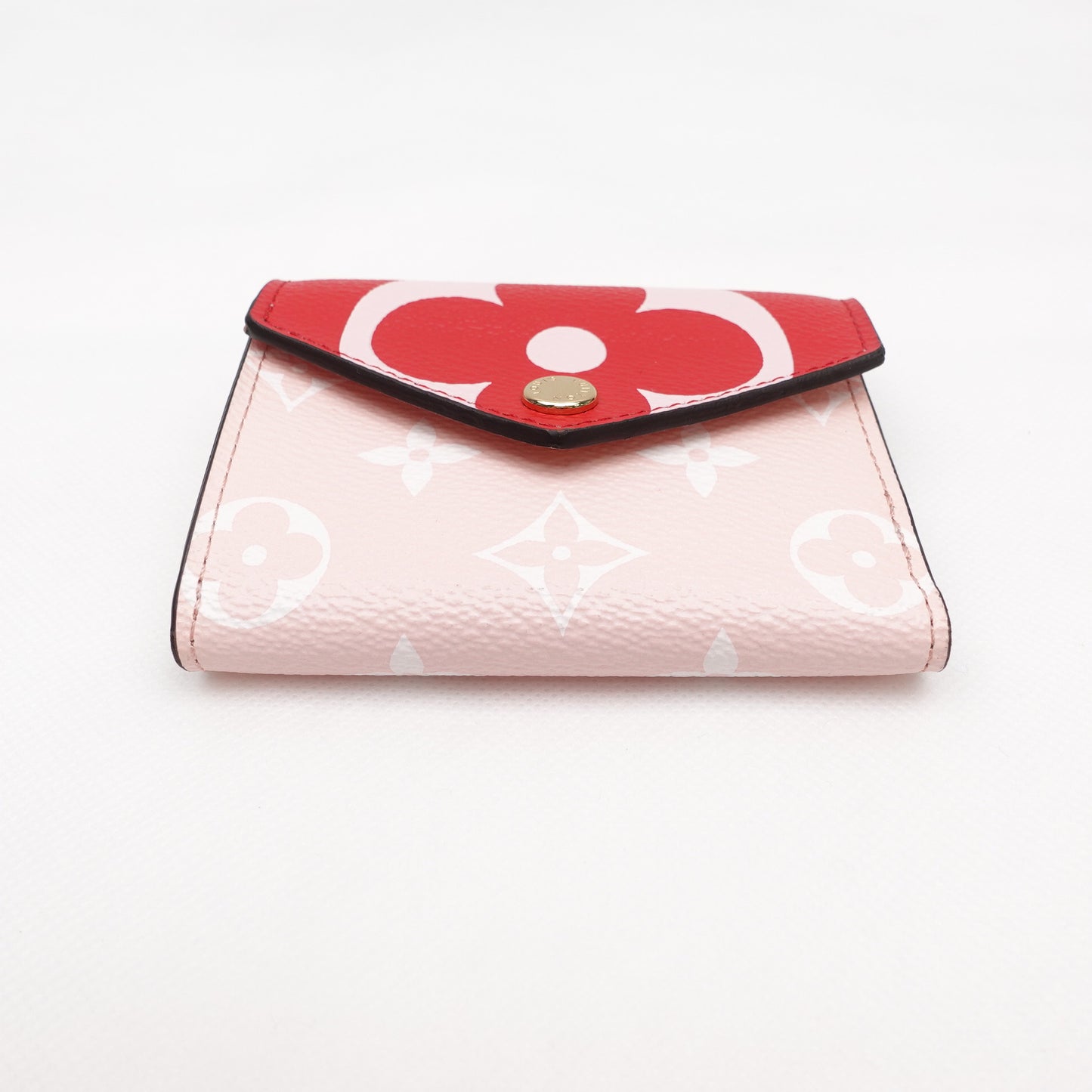 Pre-Owned Louis Vuitton Victorine Pink&Red Coated Canvas Short Wallet