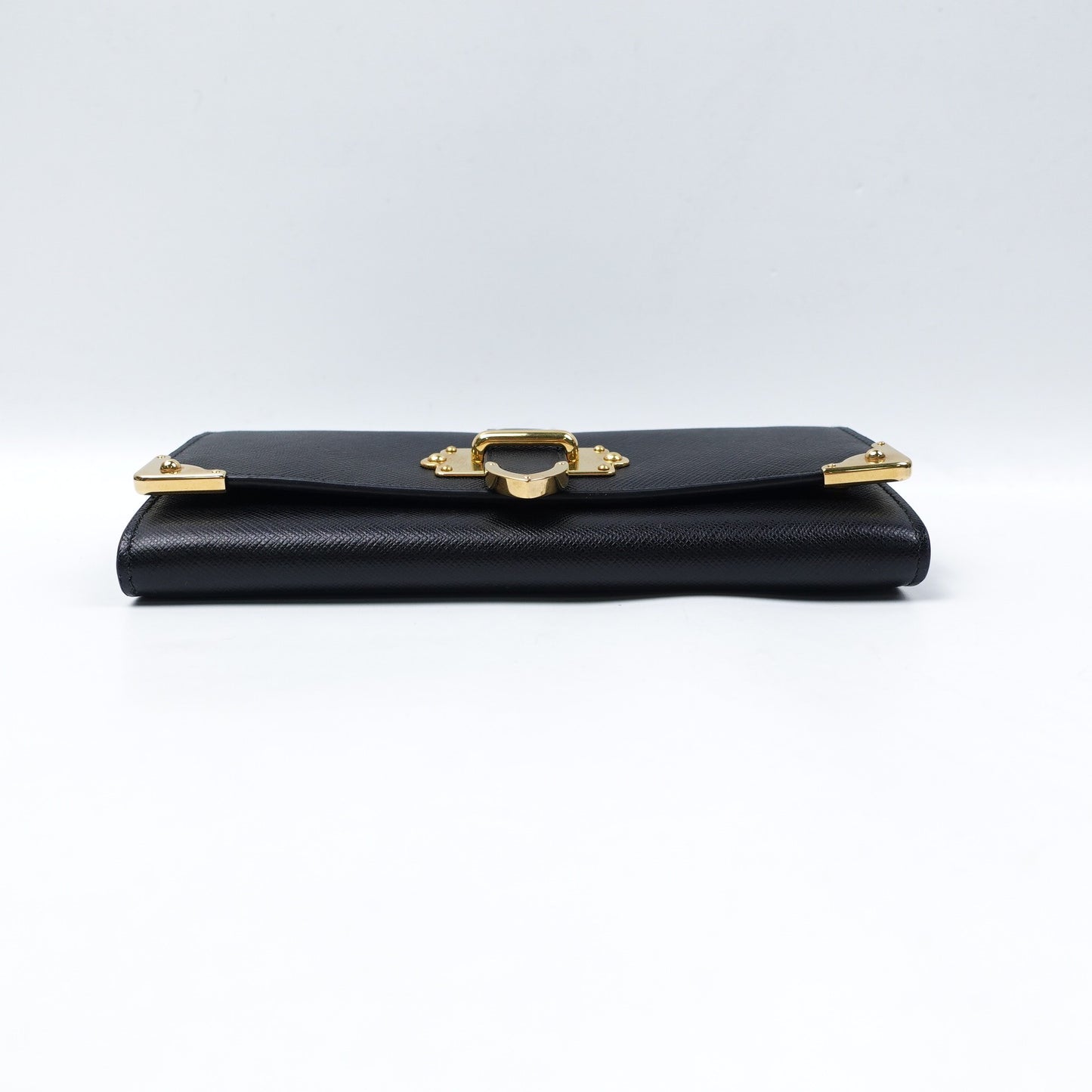 Pre-owned Prada Cahier Mini Black Calfskin Long Wallet