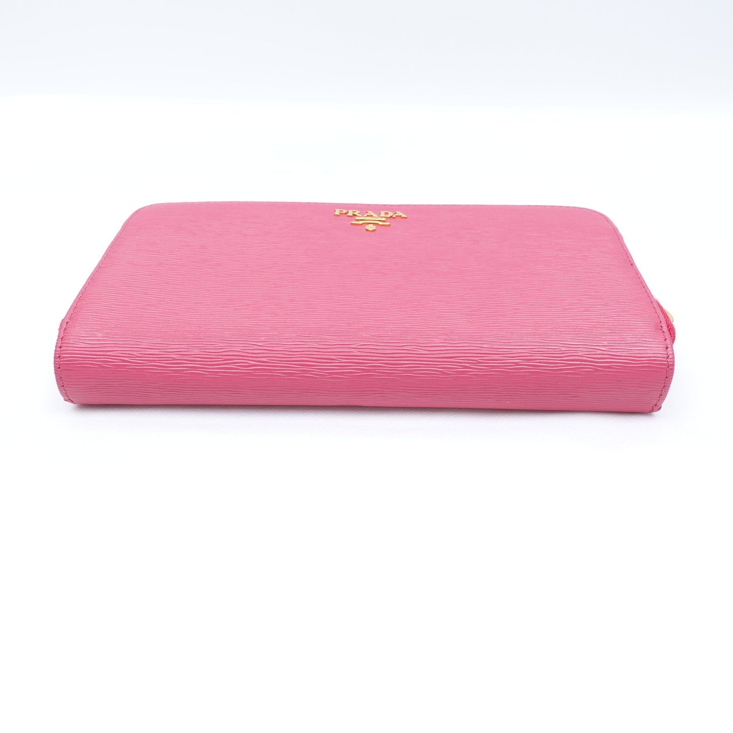 Pre-owned Prada Saffiano Pink Calfskin Long Zippy Wallet