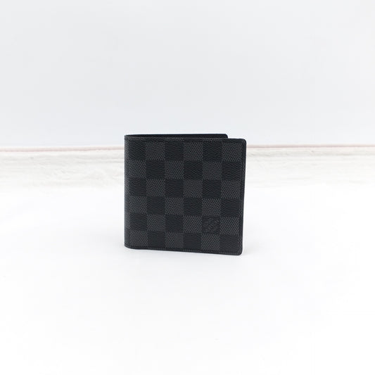 Pre-owned Louis Vuitton Multiple Damier Graphite Coated Canvas Short Wallet