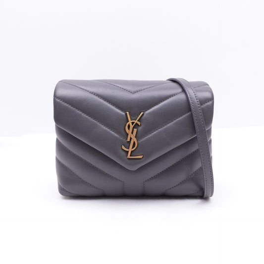 Pre-owned Saint Laurent Loulou Toy Grey Calfskin Shoulder Bag