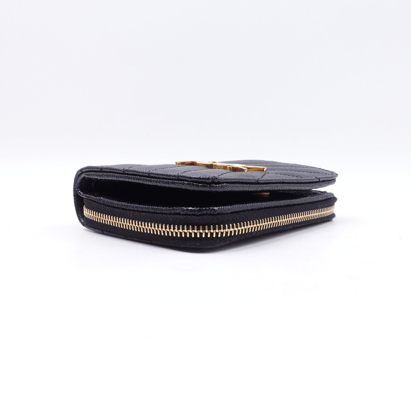 Pre-owned Saint Laurent Monogramme Black Calfskin Short Wallet