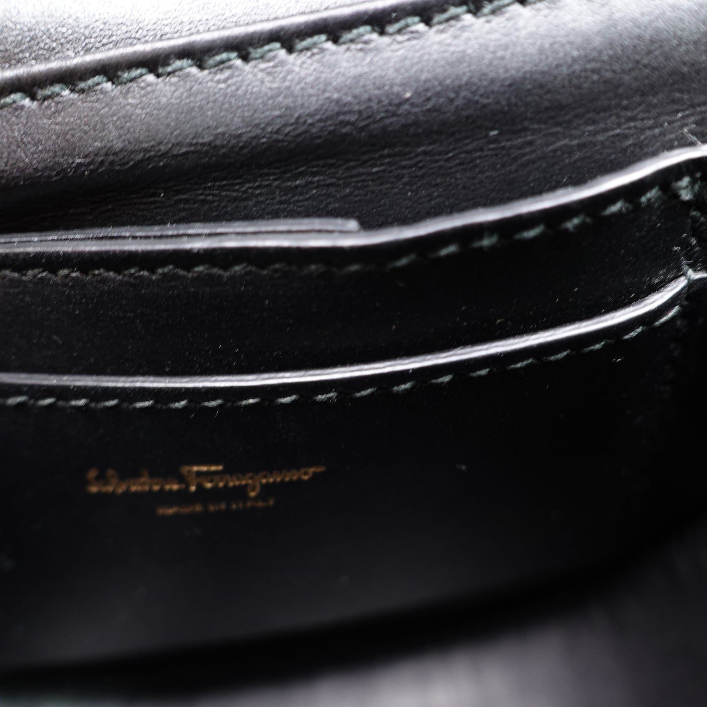 Pre-Owned Ferragamo Black Calfskin Shoulder Bag