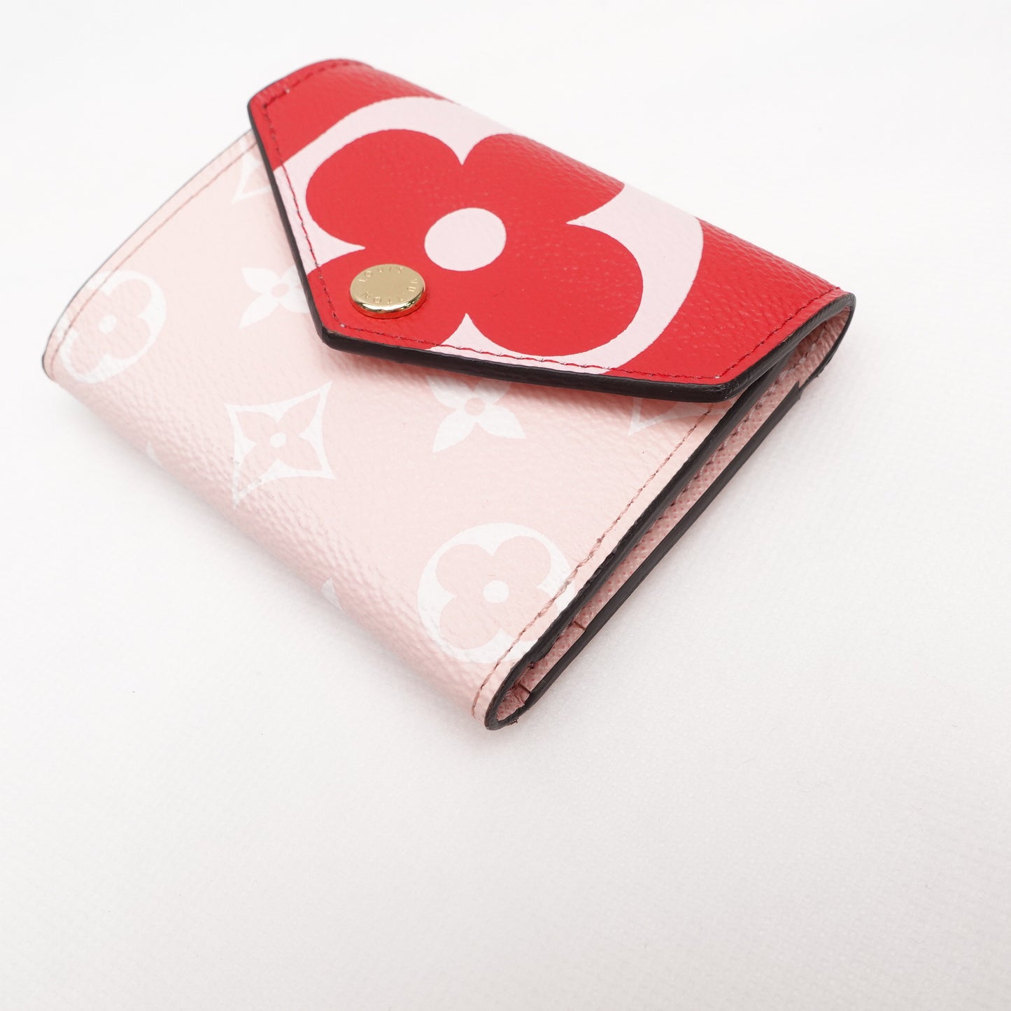 Pre-Owned Louis Vuitton Victorine Pink&Red Coated Canvas Short Wallet