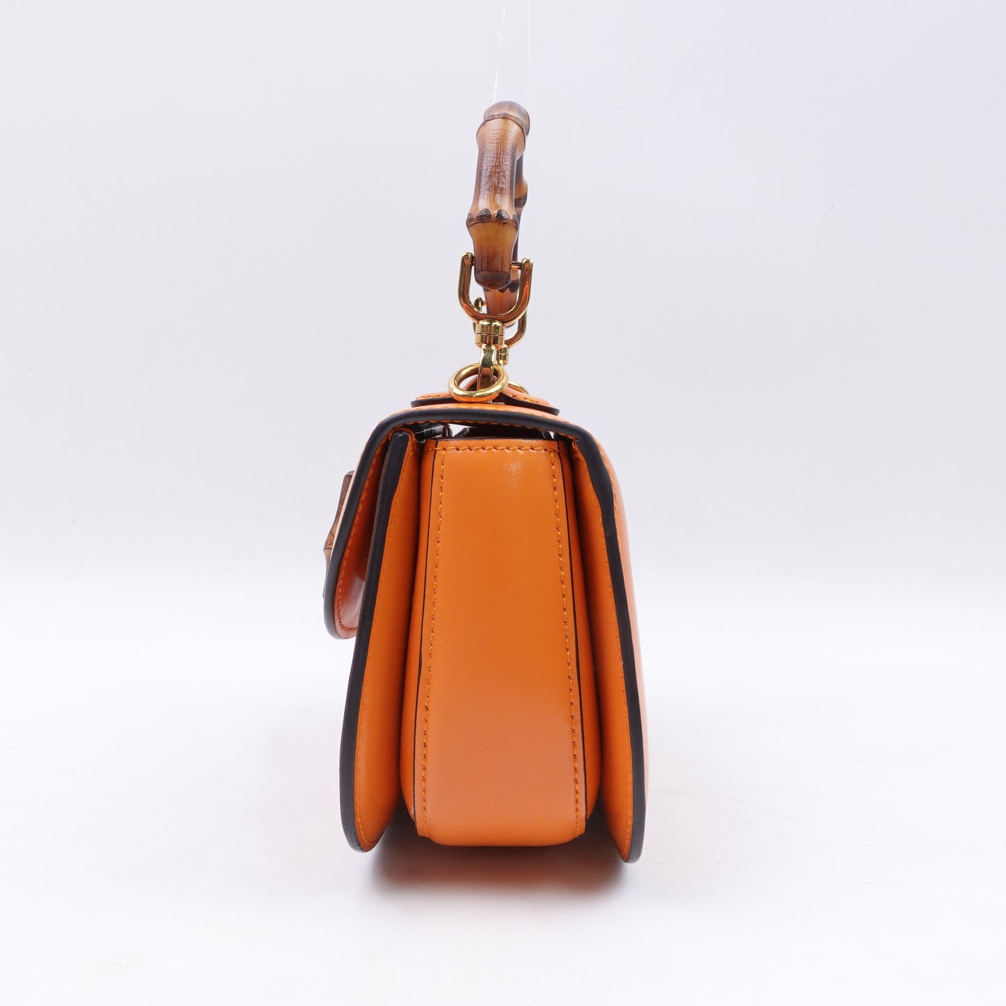 Pre-owned Gucci Bamboo 1947 Orange Calfskin Shoulder Bag