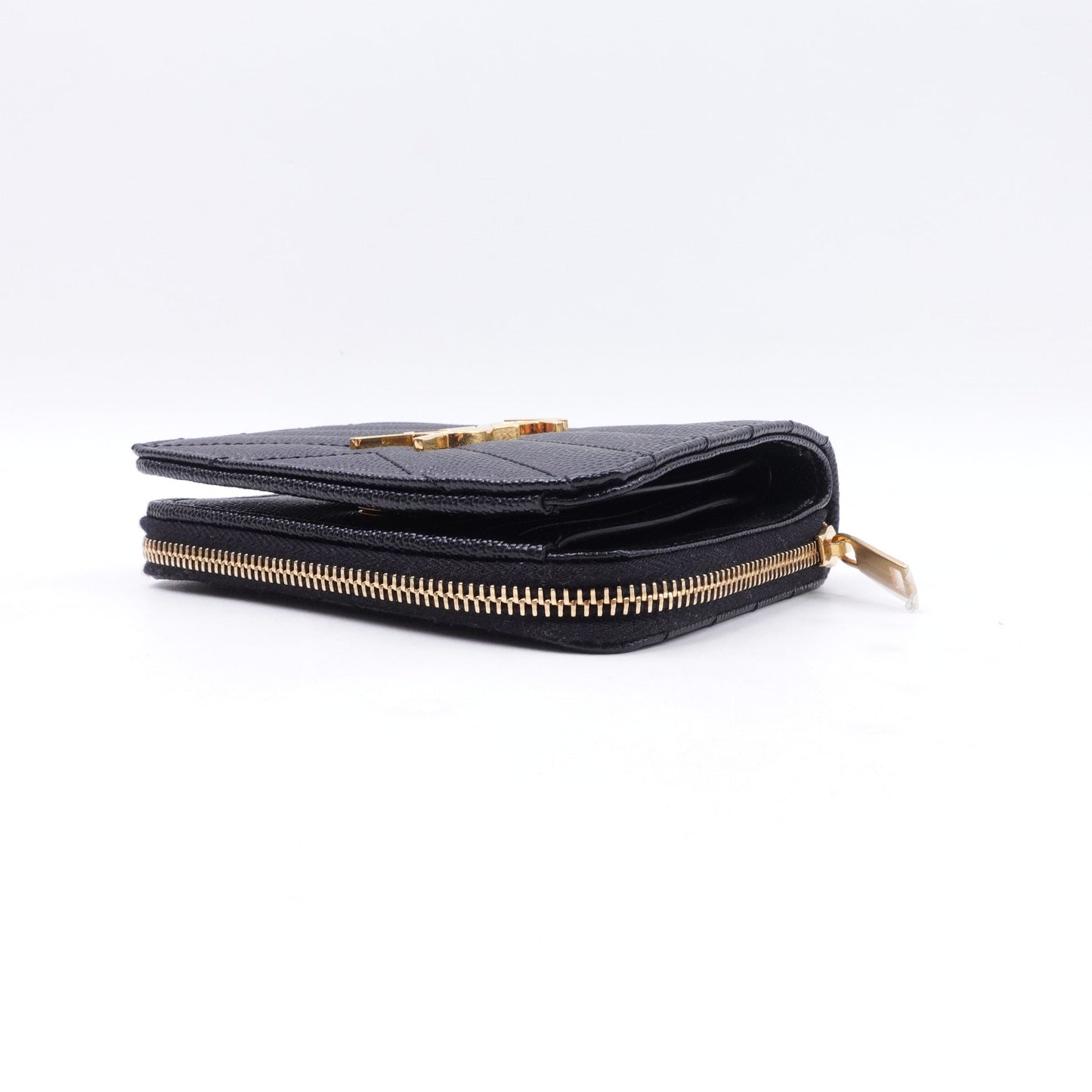 Pre-owned Saint Laurent Monogramme Black Calfskin Short Wallet