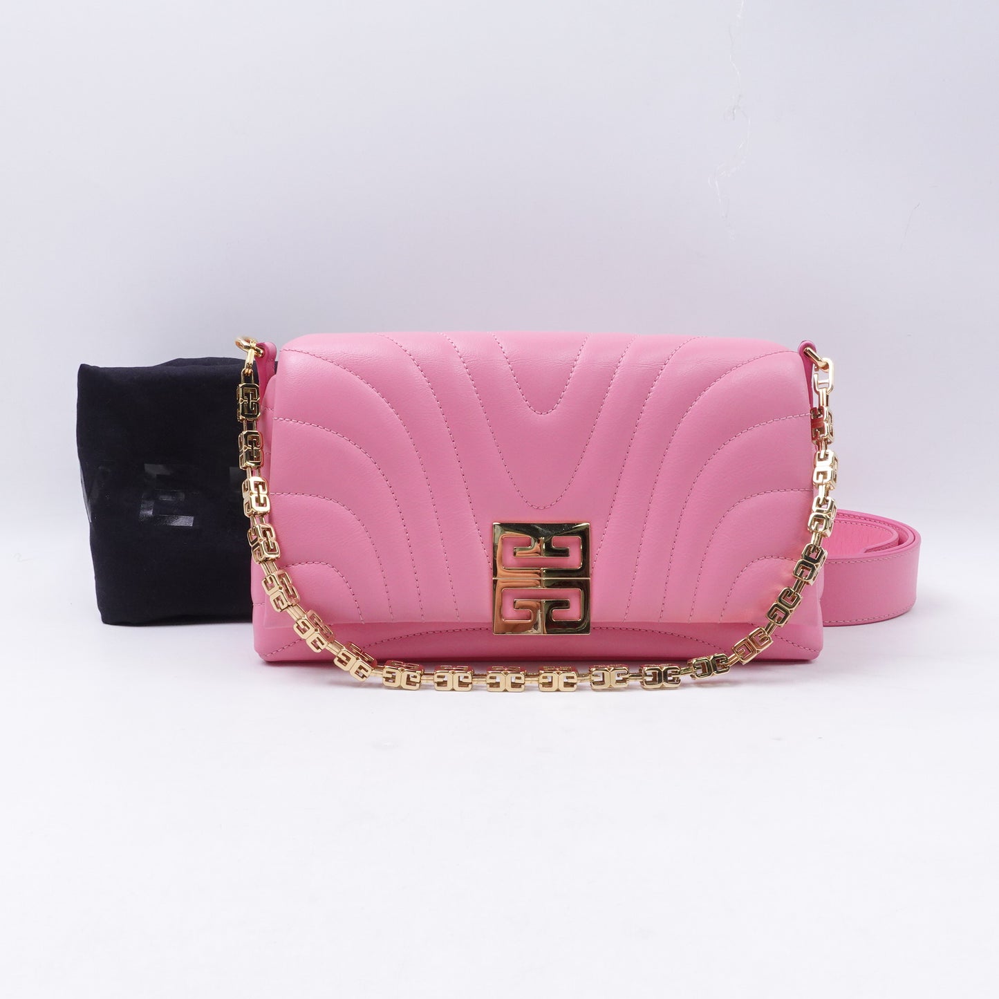 Pre-owned Givenchy 4G Logo Pink Calfskin Shoulder Bag