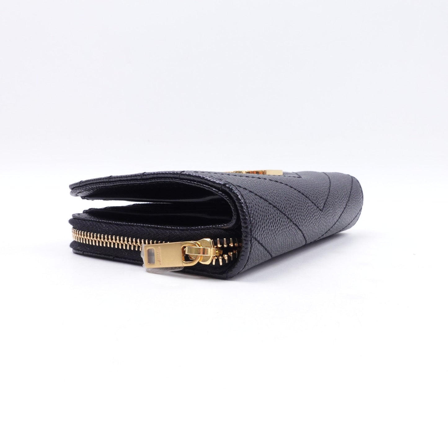 Pre-owned Saint Laurent Monogramme Black Calfskin Short Wallet
