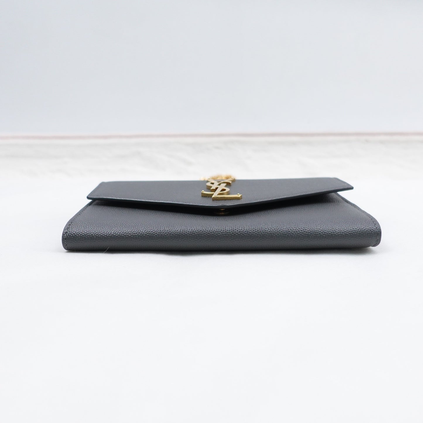 Pre-owned Saint Laurent Cassandre Black Calfskin Shoulder Bag T10299883