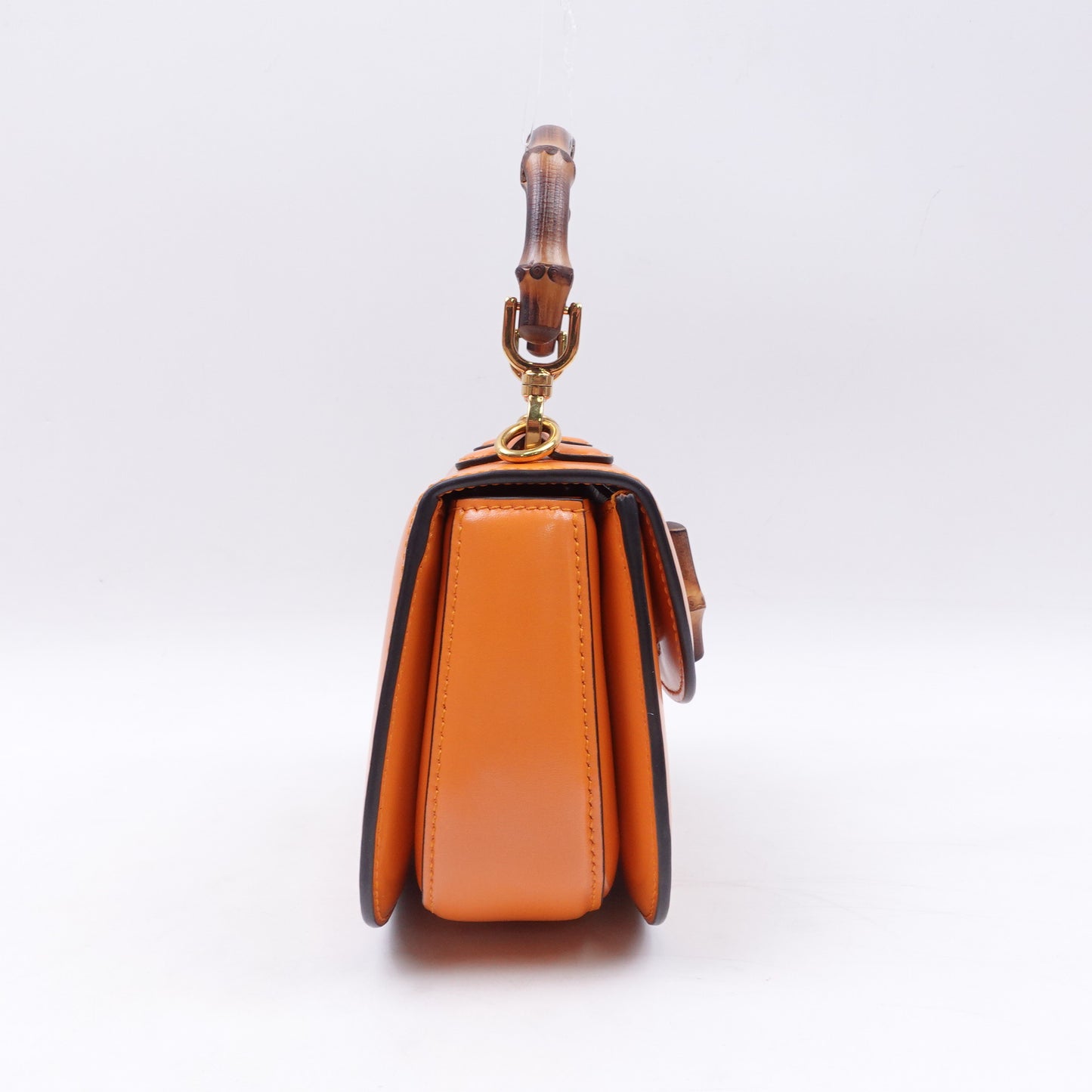Pre-owned Gucci Bamboo 1947 Orange Calfskin Shoulder Bag