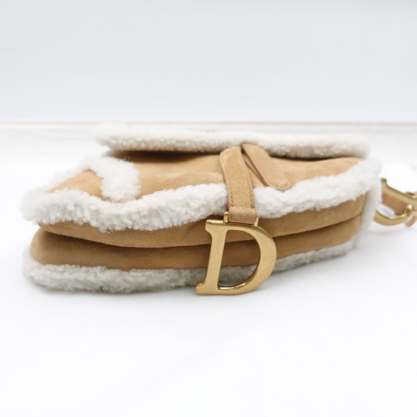 Pre-owned Dior Saddle Brown Suede & Wool Shoulder Bag