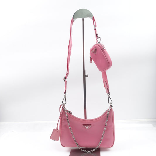 Pre-owned Prada Re-Edition Hobo Pink Nylon Shoulder Bag