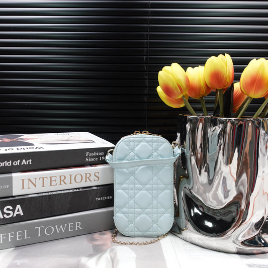 Pre-Owned Dior Lady Baby Blue Lambskin Shoulder Bag