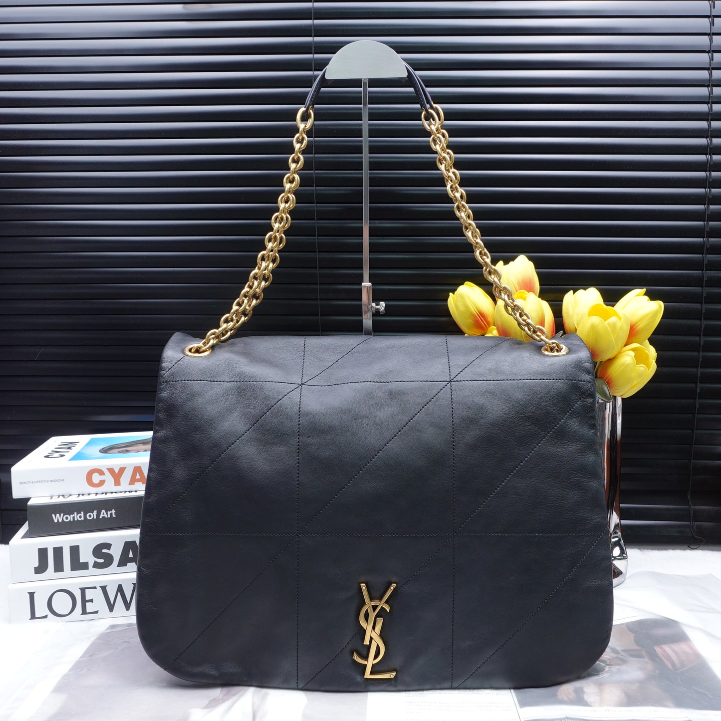 Pre-Owned Saint Laurent Jamie Black Lambskin Shoulder Bag