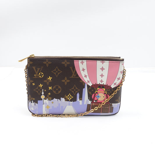 Pre-Owned Louis Vuitton Pochette Double Zip Monogram Coated Canvas Shoulder Bag