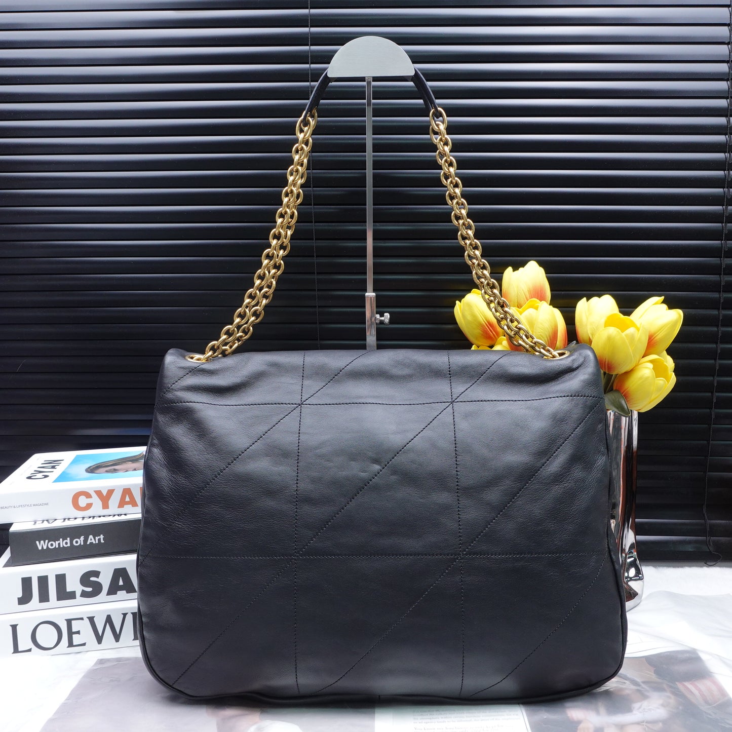 Pre-Owned Saint Laurent Jamie Black Lambskin Shoulder Bag