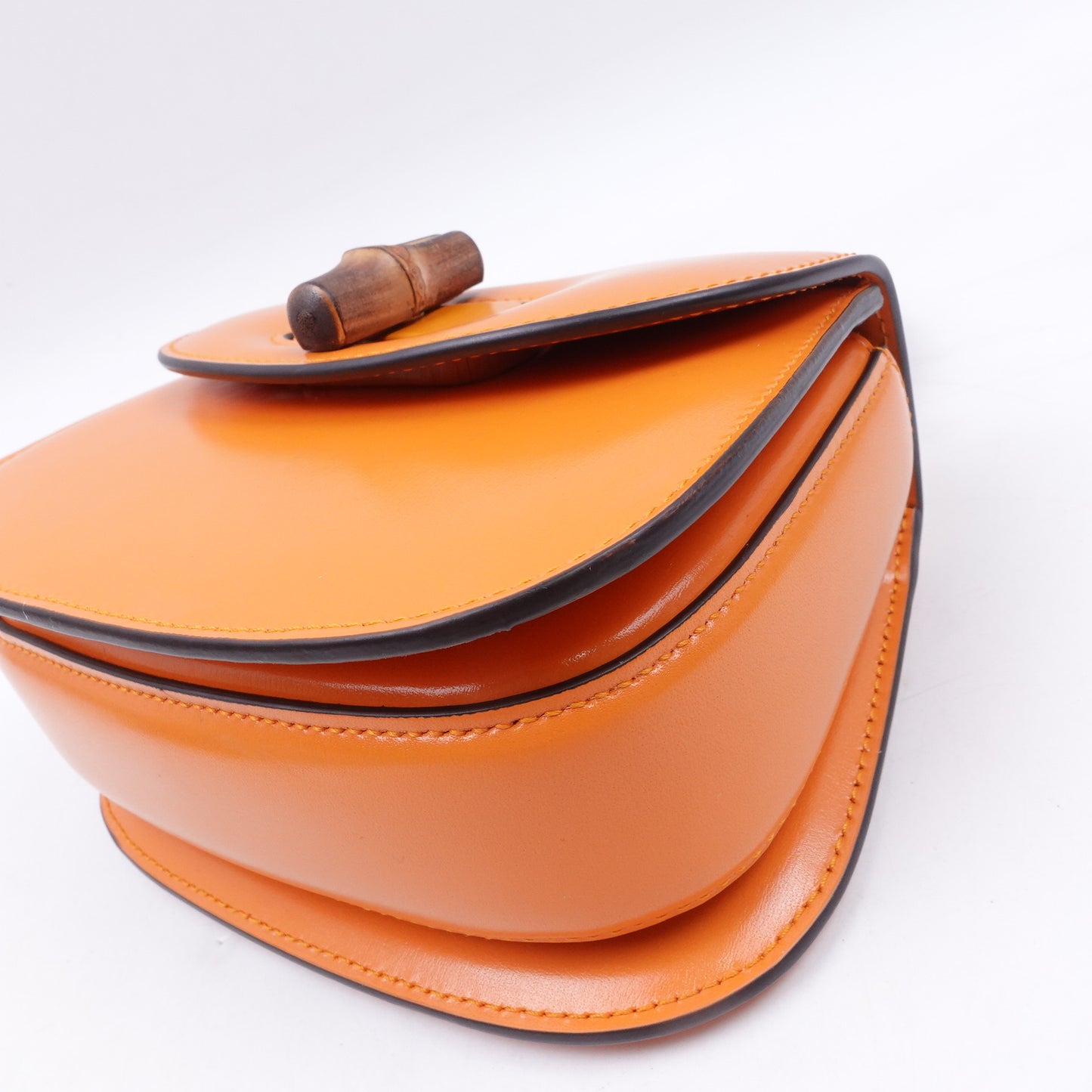 Pre-owned Gucci Bamboo 1947 Orange Calfskin Shoulder Bag