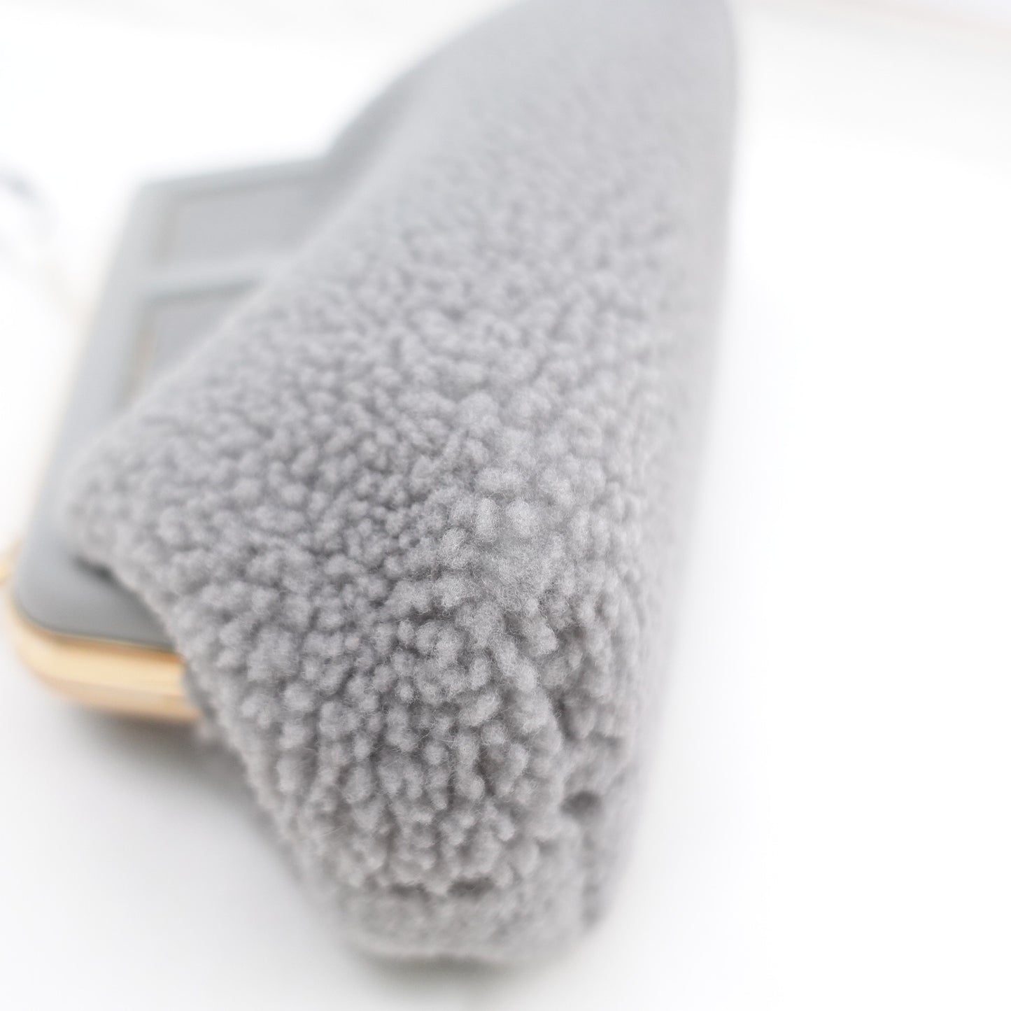 Pre-owned Fendi First Gray Fuzzy Shoulder Bag