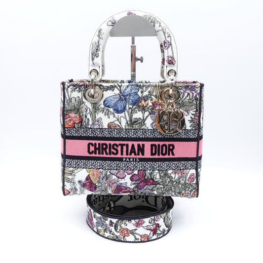 Pre-owned Dior D-Lite Multicolor Canvas Shoulder Bag