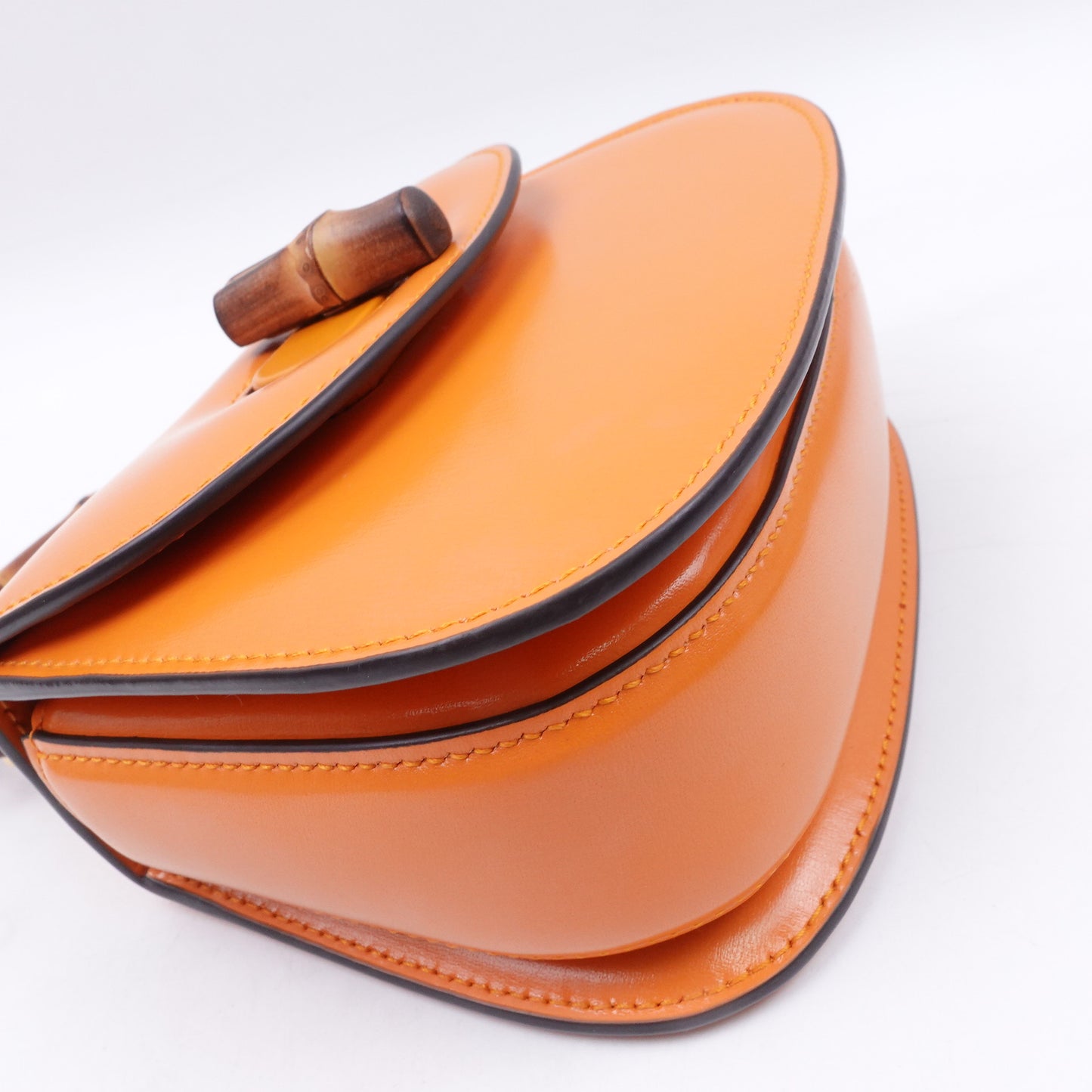 Pre-owned Gucci Bamboo 1947 Orange Calfskin Shoulder Bag