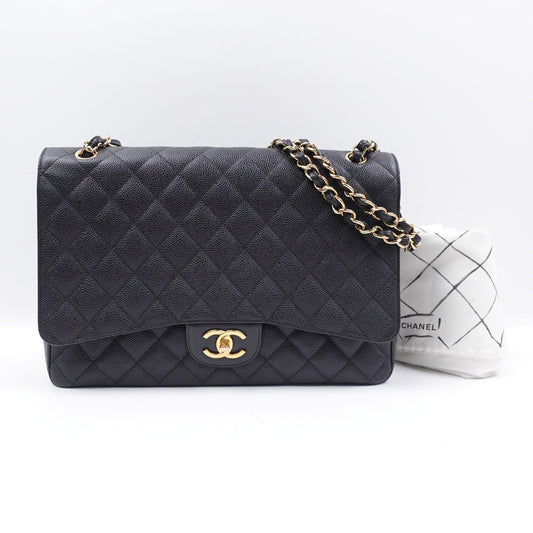 Chanel Classic Flap Maxi Black Calfskin Shoulder Bag