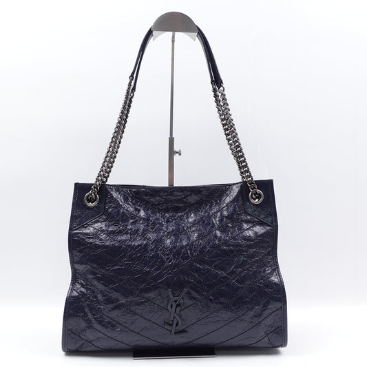 Pre-owned Saint Laurent Niki Dark Blue Calfskin Tote Bag