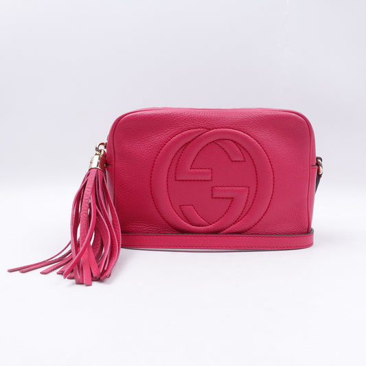 Pre-owned Gucci Soho Peach Pink Calfskin Camera Crossbody Bag