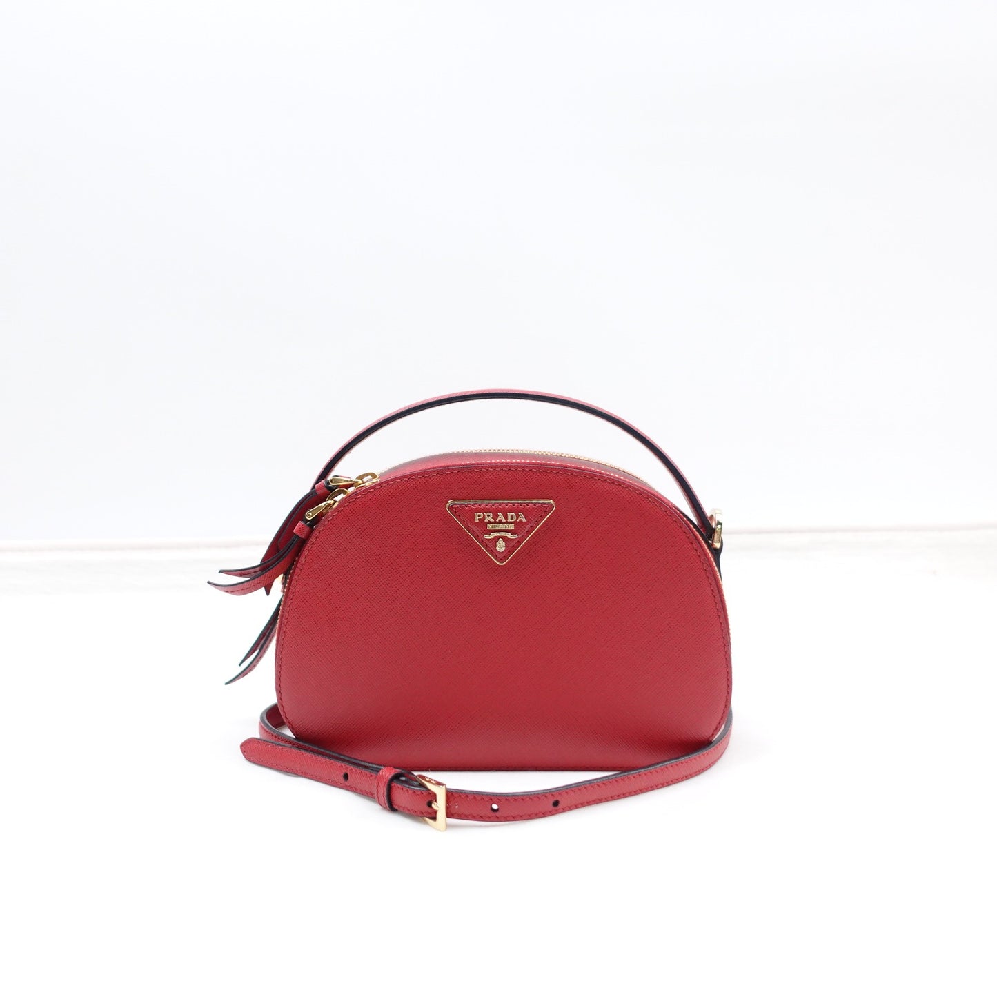 Pre-owned Prada Odette Mini Red Calfskin Shoulder Bag