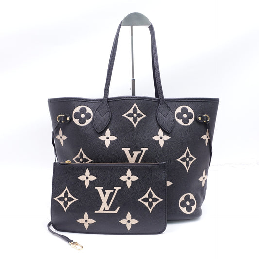 Pre-owned Louis Vuitton Neverfull MM Black Calfskin Tote Bag