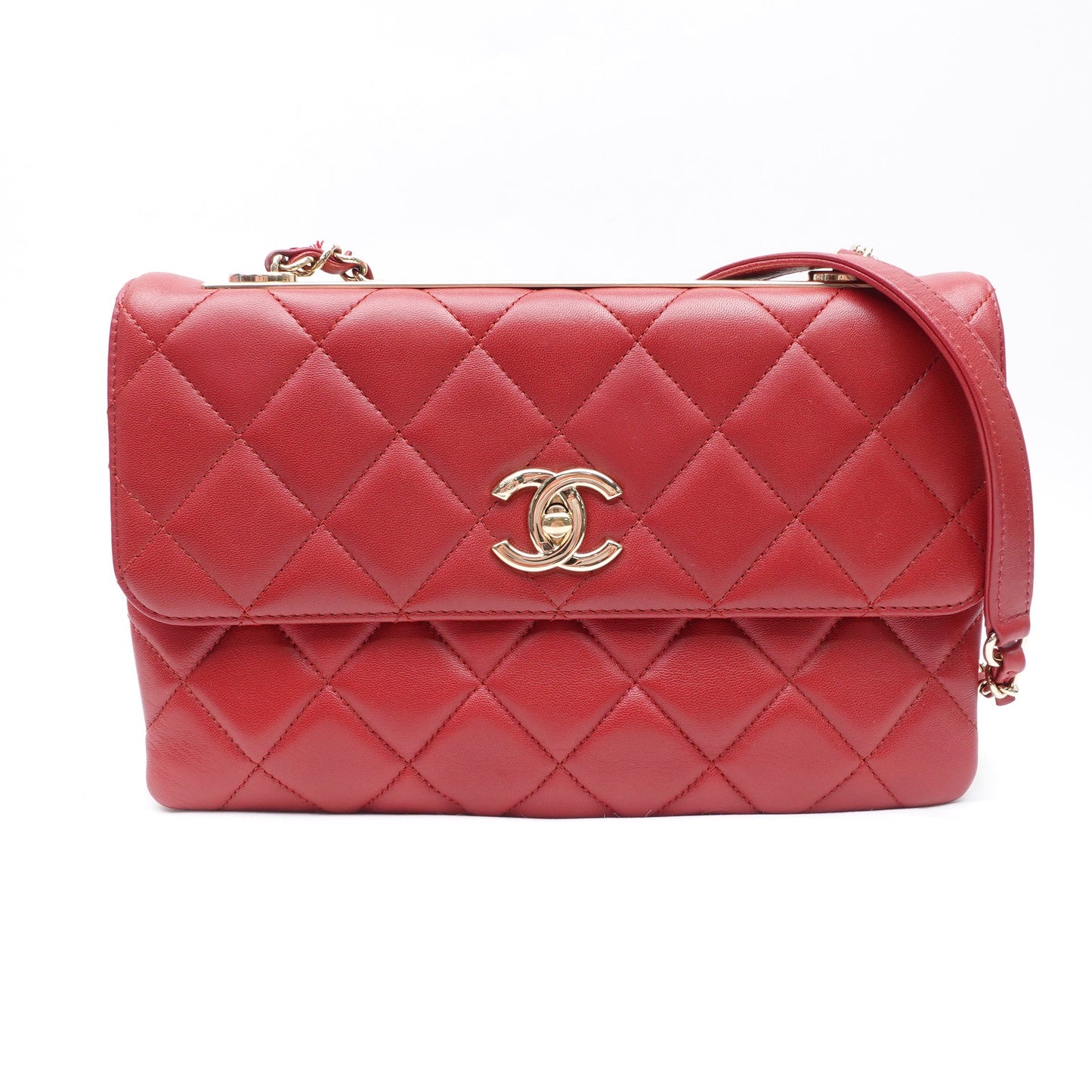 Pre-owned Chanel Trendy CC Red Lambskin Shoulder Bag