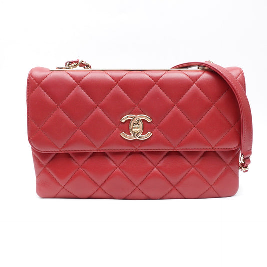 Pre-owned Chanel Trendy CC Red Lambskin Shoulder Bag