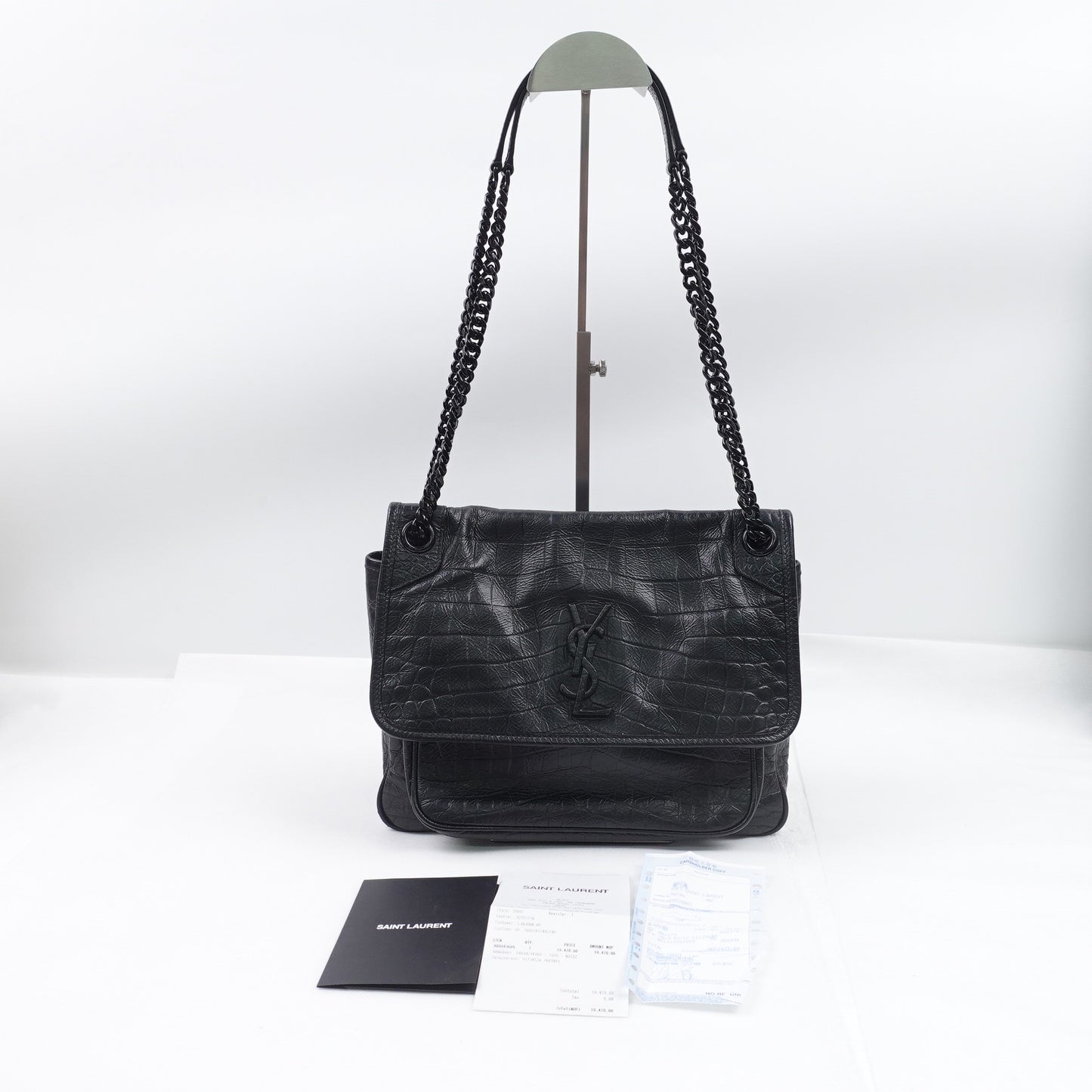 Pre-owned Saint Laurent Niki Medium Black Calfskin Shoulder Bag