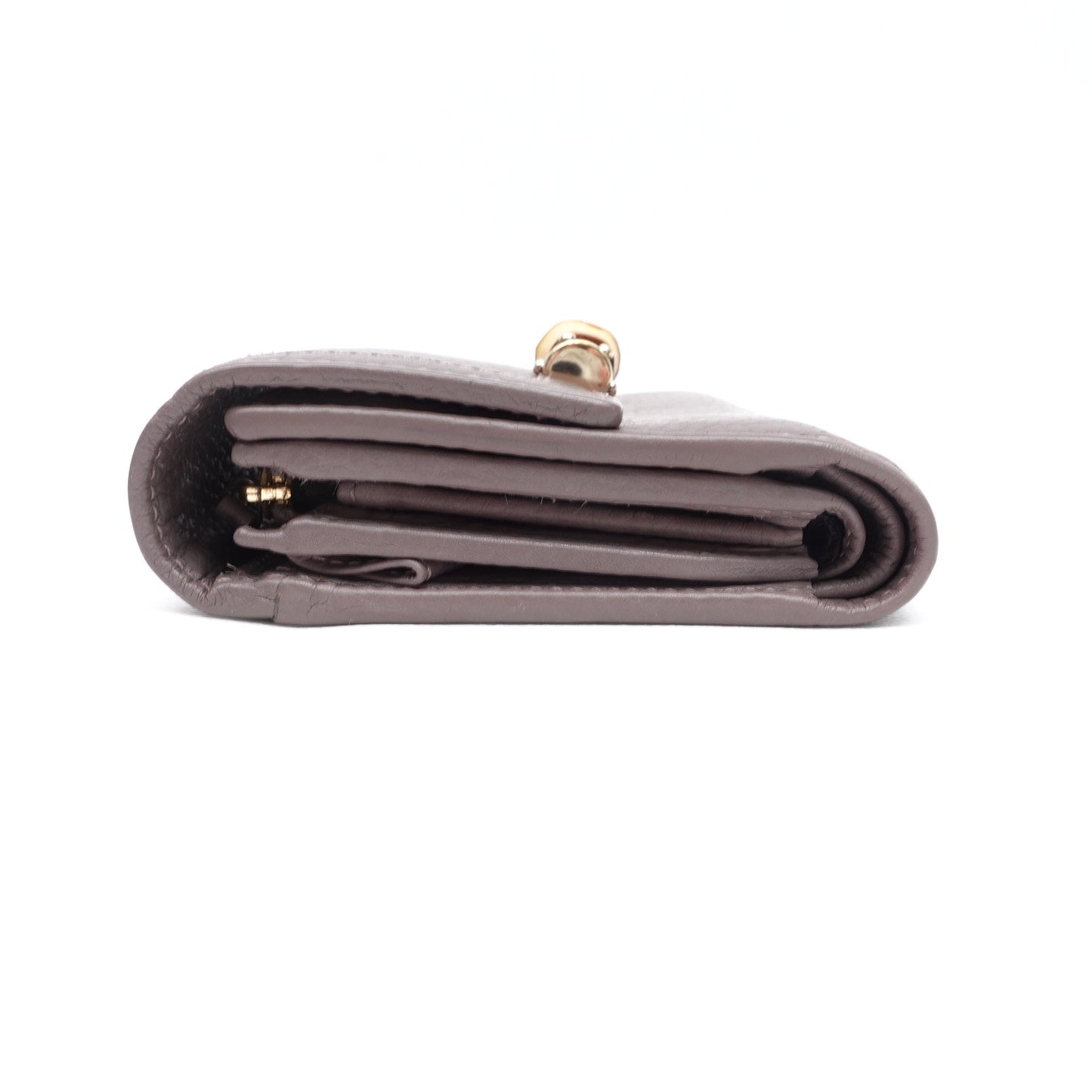 Pre-owned Gucci Bamboo Grey Calfskin Short Wallet