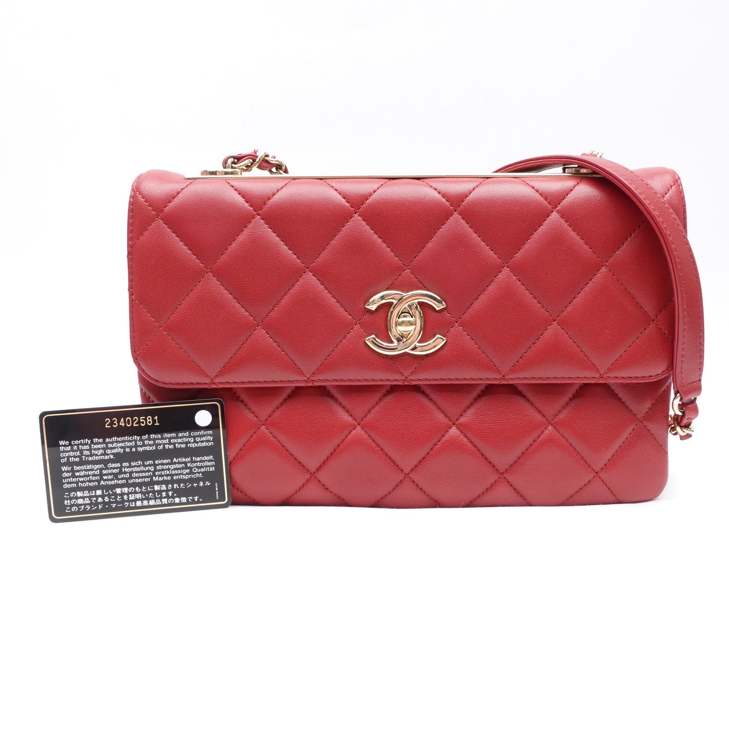 Pre-owned Chanel Trendy CC Red Lambskin Shoulder Bag