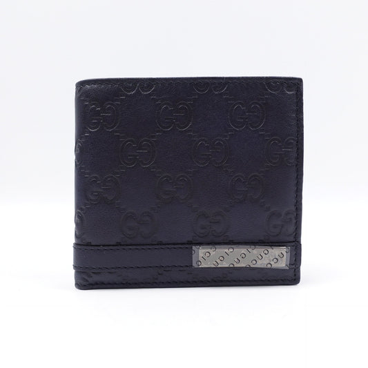 Pre-owned Gucci Dark Blue Calfskin Short Wallet