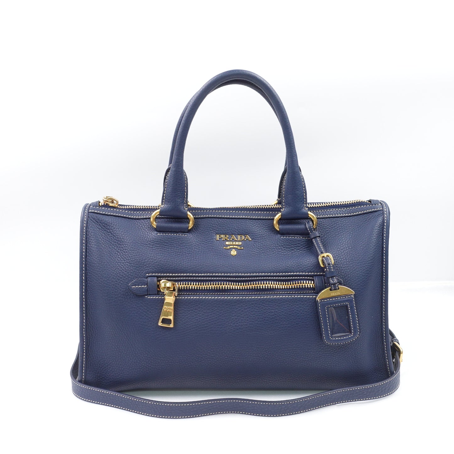 Pre-owned Prada Navy Calfskin Shoulder Bag