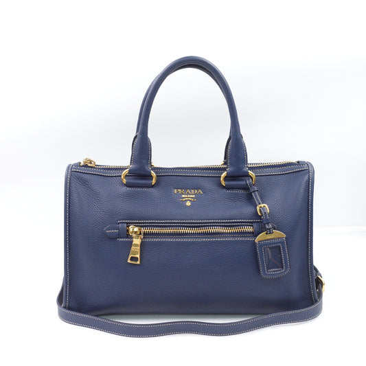 Pre-owned Prada Navy Calfskin Shoulder Bag