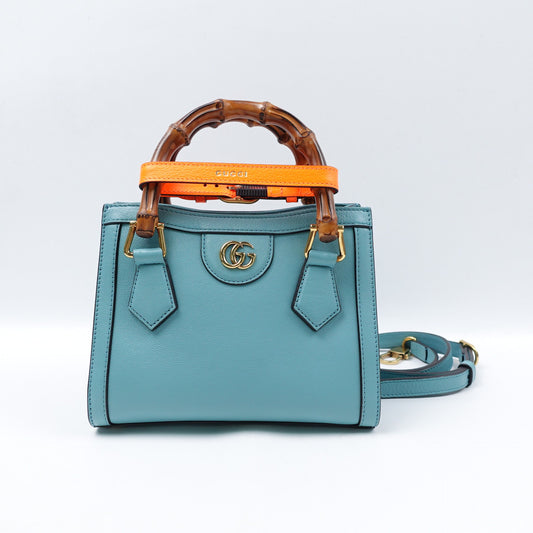 Pre-owned Gucci Diana Blue Calfskin Top Handle Bag