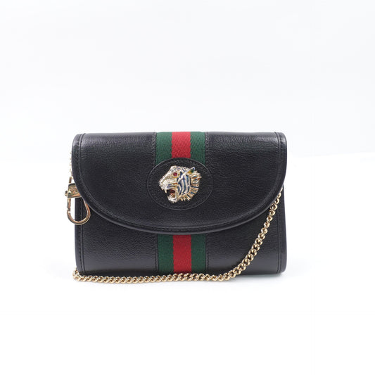 Pre-owned Gucci Rajah Black Calfskin Shoulder Bag