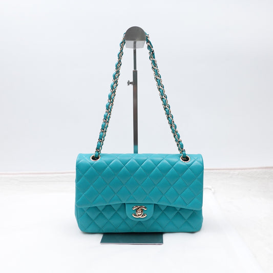 Pre-owned Chanel CF Blue-green Lambskin Shoulder Bag